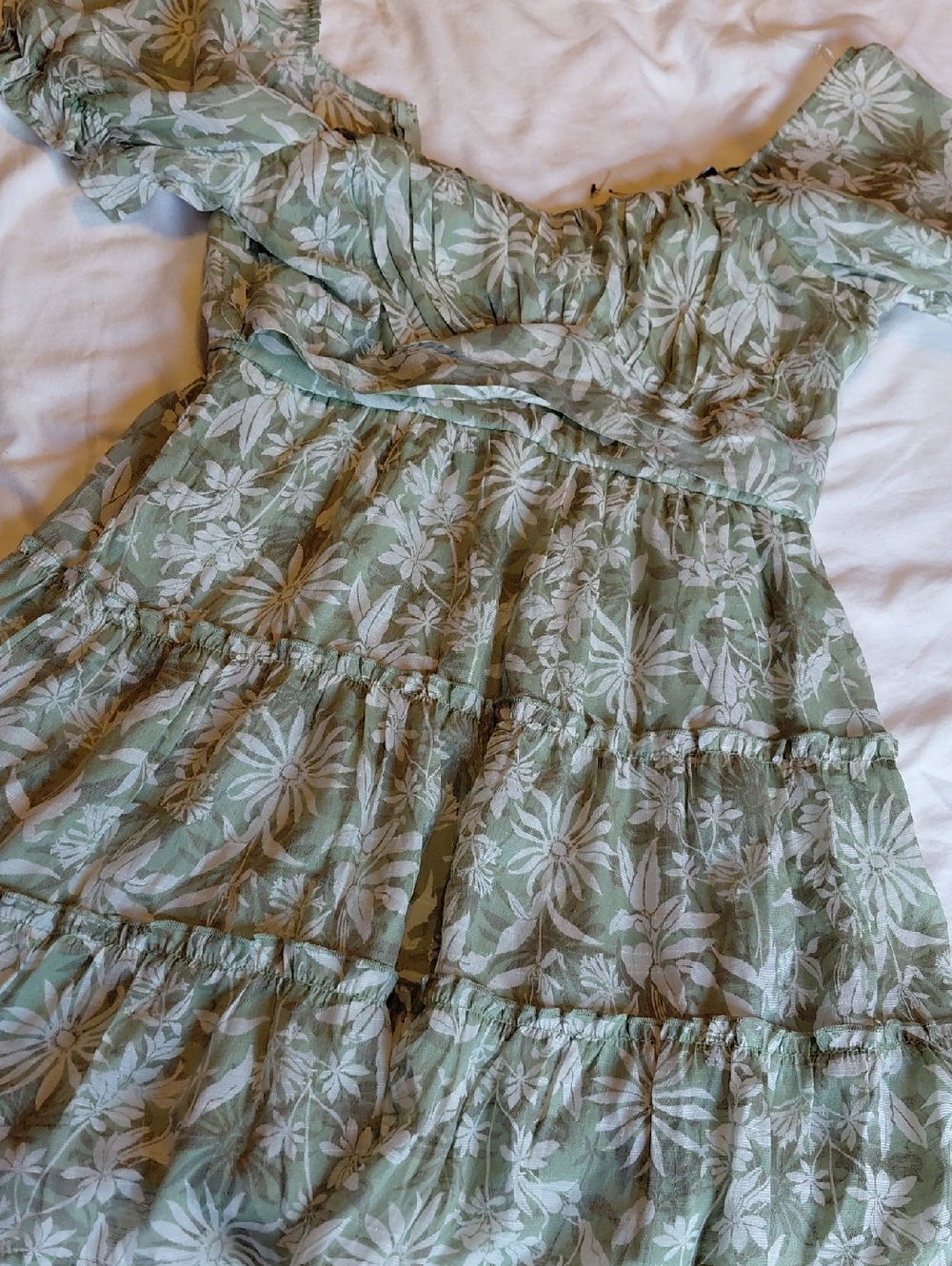 Trixxi Green and White Floral Mini Dress